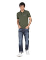 Flying Machine Printed Collar Applique Logo Polo Shirt