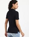 Tommy Hilfiger Womens Blue Solid Polo Shirt