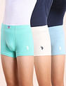 USPA Innerwear Boys Cotton Spandex Solid Trunks - Pack Of 3