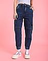 Flying Machine Women High Rise Cargo Pocket Jogger Jeans