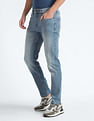 Flying Machine Stone Wash Slash Slim Tapered Fit Jeans