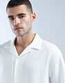 Flying Machine Oversized Fit Herringbone Cuban Shirt