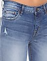 Aeropostale Women Blue Mid Rise Medium Washed Distressed Jeans