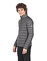 U.S. Polo Assn. Men Grey High Neck Full Zip Solid Puffer Jacket