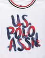 U.S. Polo Assn. Kids Boys Striped Collar Brand Print T-Shirt