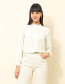 U.S. Polo Assn. Women Ruffle Neck Frill Solid Top