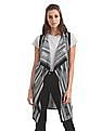 U.S. Polo Assn. Women Patterned Knit Open Front Longline Shrug