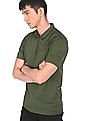Calvin Klein Men Rifle Green Half Zip Placket Solid Polo Shirt