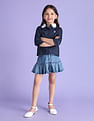 U.S. Polo Assn. Kids Girls Denim Perter Pan Collar Top