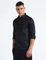 Flying Machine Solid Sateen Slim Shirt