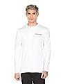 Calvin Klein Men White Long Sleeve Brand Print T-Shirt
