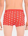 Calvin Klein Underwear Men Red CK One Allover Monogram Print Stretch Trunks
