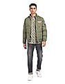 Flying Machine High Neck Solid Quilted Jacket
