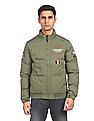 Flying Machine High Neck Solid Quilted Jacket