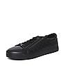 Calvin Klein Men Black Vulcanized Zipper Debossed Lace Up Sneakers