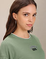 U.S. Polo Assn. Women Tipped Crew Neck Solid Sweatshirt