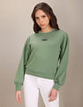 U.S. Polo Assn. Women Tipped Crew Neck Solid Sweatshirt