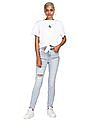 Calvin Klein Women White Crew Neck Logo T-Shirt
