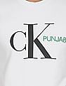 Calvin Klein Men White Slim Fit Punjab Monogram Print T-Shirt