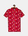 U.S. Polo Assn. Kids Boys Red Allover Horse Print Pique Polo Shirt