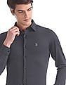 USPA Tailored Blue Slim Fit Printed Shirt