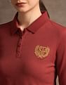 U.S. Polo Assn. Women Crest Logo Long Sleeve Polo Shirt