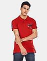 U.S. Polo Assn. Men Red Short Sleeve Brand Print Polo Shirt