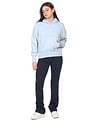 Calvin Klein Jeans Women Light Blue Brand Print Hooded Sweatshirt