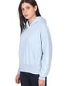 Calvin Klein Jeans Women Light Blue Brand Print Hooded Sweatshirt