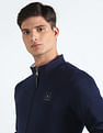 Flying Machine Stand Neck Solid Sweatshirt