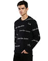 Calvin Klein Men Black All Over Institutional Logo Sweater