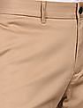Tommy Hilfiger Men Light Khaki Tapered Slim Fit Tech Stretch Twill Casual Trousers