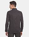 Calvin Klein Men Black Slim Fit Windowpane Check Casual Shirt