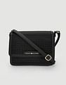 Tommy Hilfiger Printed Black Polyester Sling Bags