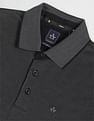 Arrow Ribbed Collar Patterned Knit Polo Shirt