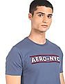 Aeropostale Men Blue Appliqued Logo Cotton T-Shirt