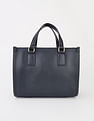 Tommy Hilfiger Solid Blue Pu Handbag