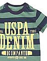 U.S. Polo Assn. Kids Boys Green Round Neck Striped T-Shirt