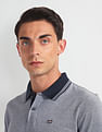 Arrow Sports Patterned Collar Heathered Polo Shirt