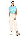Aeropostale Women Aqua Crew Neck Brand Print T-Shirt