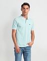 Arrow Sports Striped Collar Solid Polo Shirt