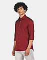 Calvin Klein Men Dark Red Slim Fit Solid Casual Shirt