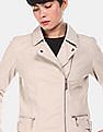 U.S. Polo Assn. Women Asymmetric Zipper Solid Biker Jacket