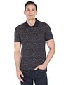 AD by Arvind Geometric Print Cotton Polo Shirt