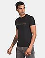 Calvin Klein Men Black Slim Fit Metallic Logo Print T-Shirt