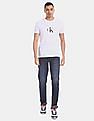 Calvin Klein Men White Slim Fit Small Monogram Logo T-Shirt