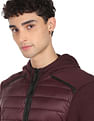 Flying Machine Drawstring Hood Solid Puffer Jacket
