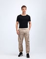 Flying Machine Jogger Fit Solid Cargo Trousers