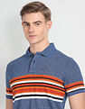 Arrow Sports Horizontal Stripe Heathered Polo Shirt