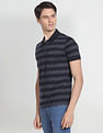Arrow Sports Ribbed Collar Horizontal Stripe Polo Shirt